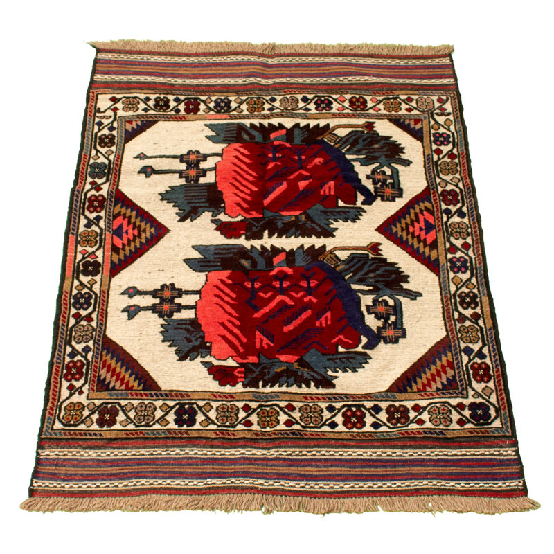 Tapis unique en laine noué à la main 4 pi 2 po x 5 pi 10 po nouvel âge Haje