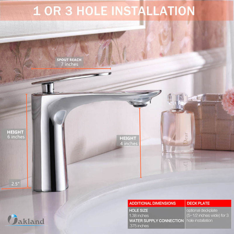 Single-handle Bathroom Faucet with Drain Assembly, Chrome