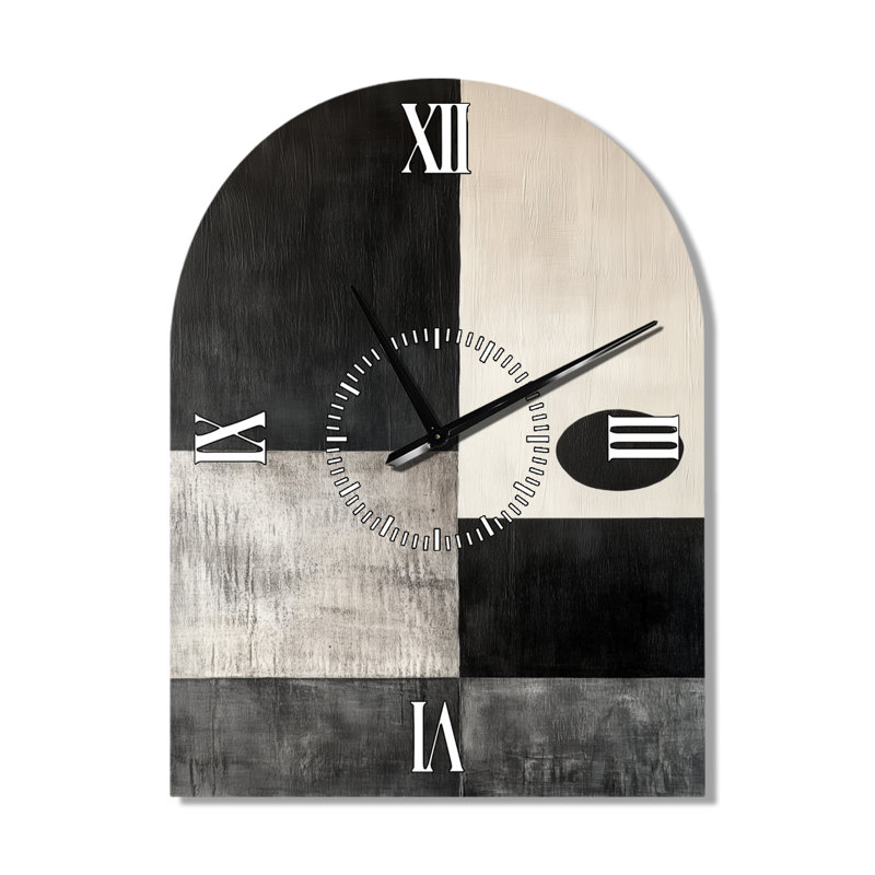 Horloge murale silencieuse en métal arqué Midnight Circle Horizon II - Style du milieu du siècle, H 31 po x l 23 po - Arche