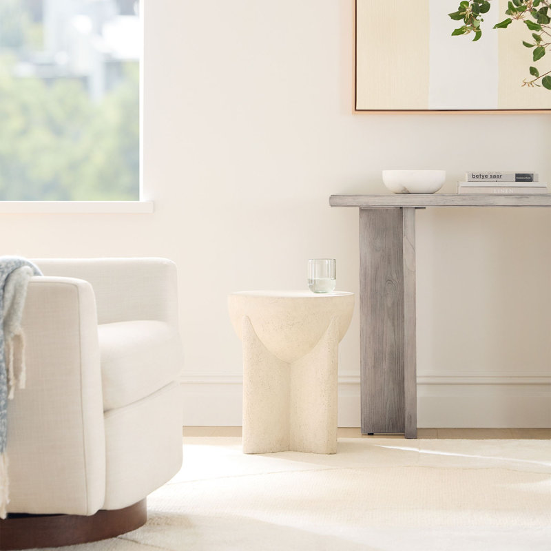 Table d'appoint Aleks, Blanc / beige