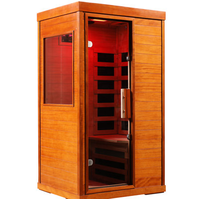 Pièce sèche intérieure à infrarouges lointains avec lecteur de musique, lecture, éclairage à 7 couleurs, 6 panneaux chauffants en fibre de carbone, commande tactile, porte en verre trempé, température de minuterie
