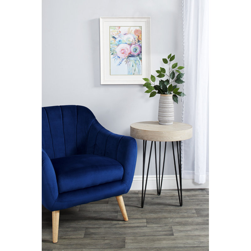 Elegant Round 20" Wood and Metal Accent Table in Brown