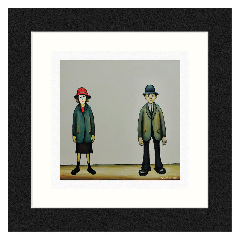 Lowry Style - Framed Print of A Couple - 12" Square Black Ash Frame