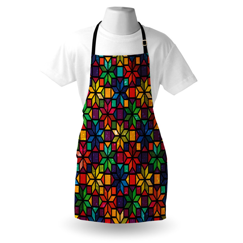 East Urban Home Geometric Apron Unisex, Window Glass Pattern, Adult Size, Multicolor