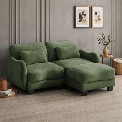 Loveseat with Movable Ottoman and Lumbar Pillows
