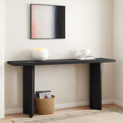 Modern Console Table With Geometric Shape Structure And Wood Grain