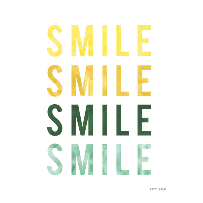 «Smile Smile Crop» par Ann Kelle - Art textuel sur toile tendue, H 32 po x l 24 po