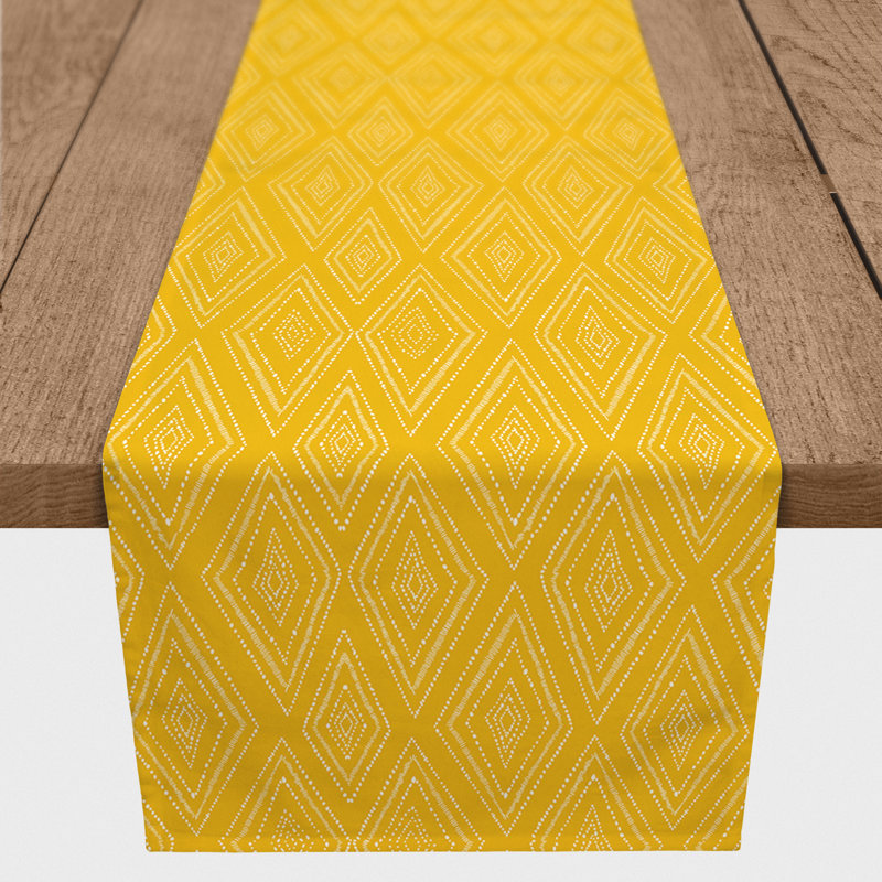 Chemin de table roughhexagon Askerby, 72 po x 16 po, Jaune, Diamon tribal Macclesfield