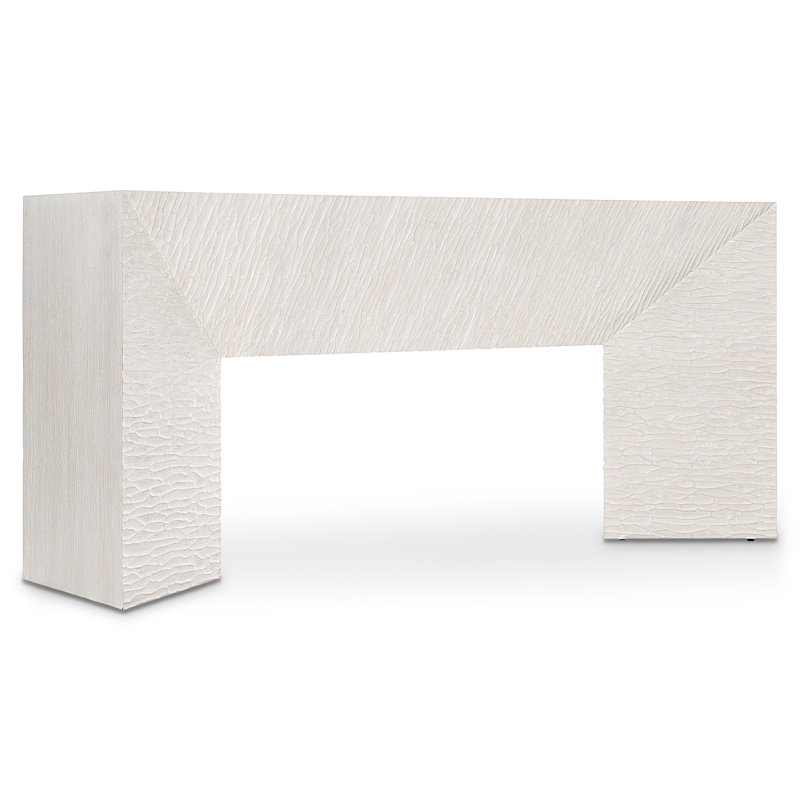 Off-White Rectangular Wood Console Table with Textured Surface