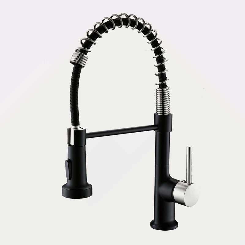 Commercial Black And Nickle Kitchen Faucet With Pull Down Sprayer, Single Handle Single Lever Kitchen Sink Faucet
