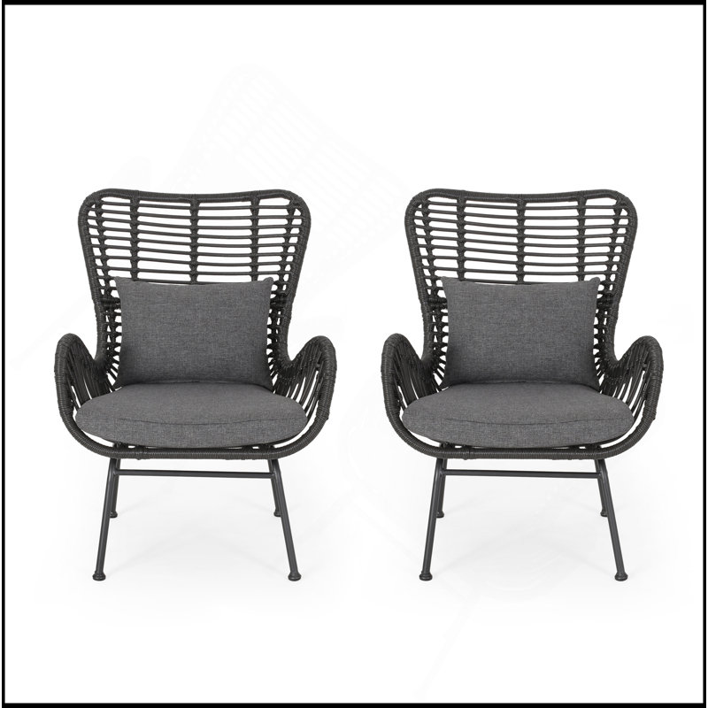 Chaise de patio en osier avec coussins (ensemble de 2)