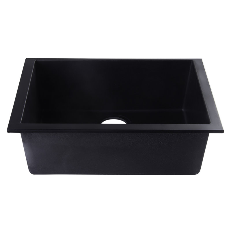 23.63'' L Single Bowl Granite Kitchen Sink, Black