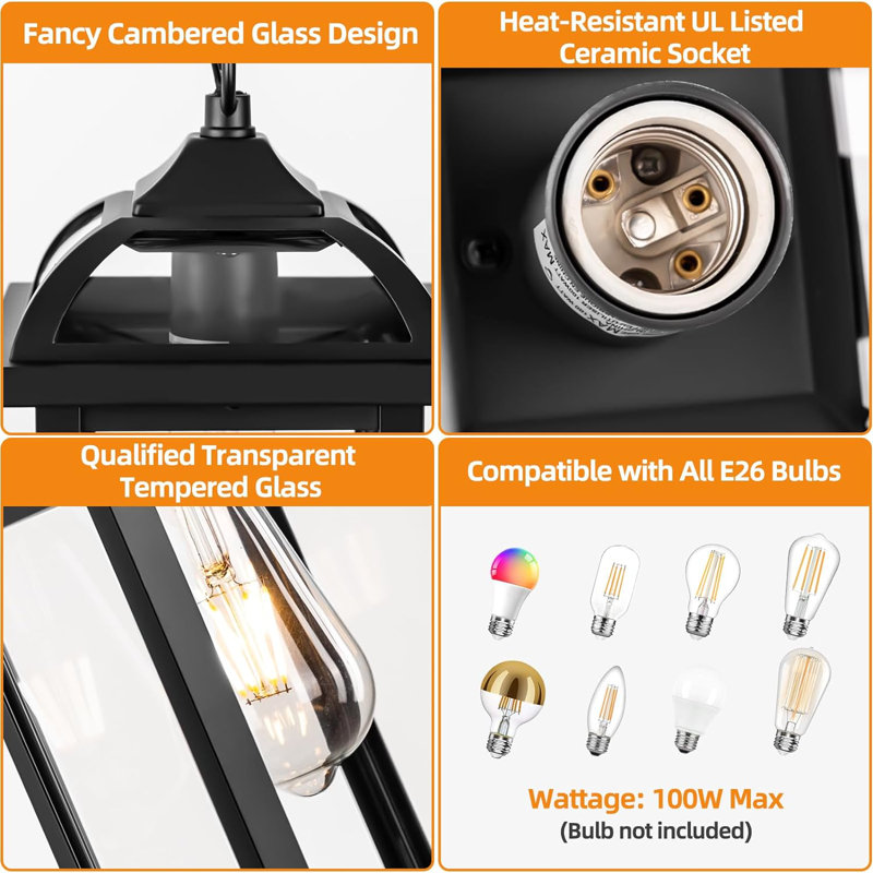 Luminaire suspendu d'extérieur câblé 16,1 po