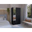 Armoire à miroir 3 portes avec deux tiroirs, quatre tablettes et une tringle de suspension noire-762064326