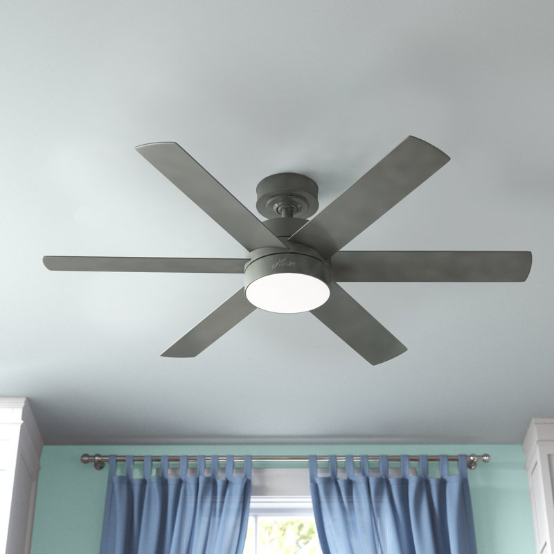 60" Solaria 6 - Blade Outdoor Standard Ceiling Fan with Lights, Light Gray