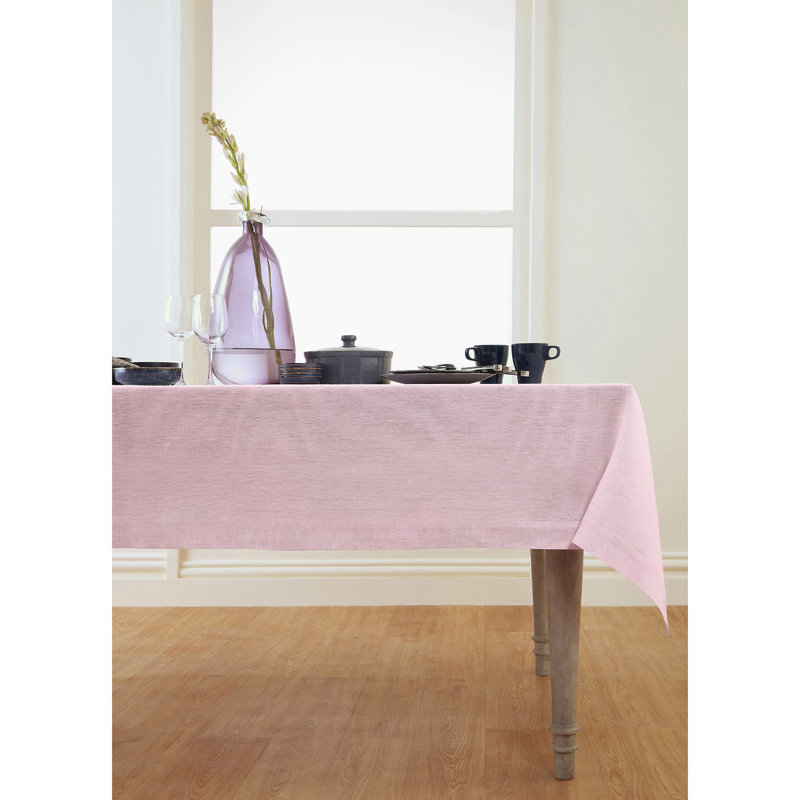 100% Pure Linen Tablecloth - Athena, Bubblegum Pink, 132" x 60"