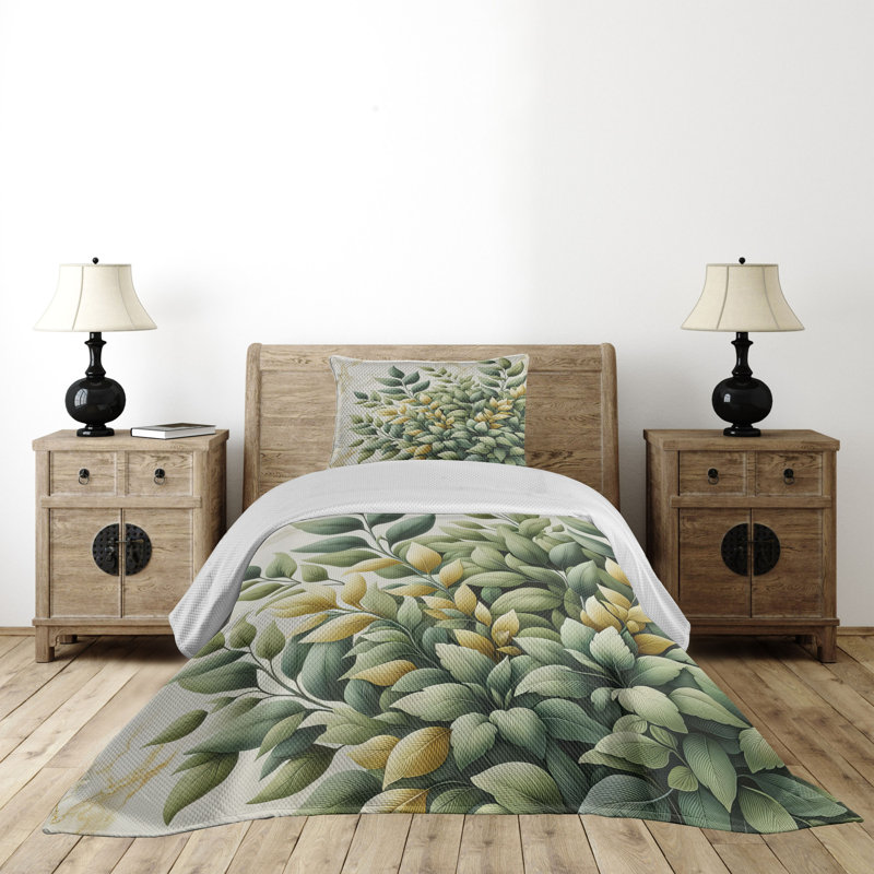 Polyester Floral Coverlet, Twin Coverlet + 1 Standard Shams