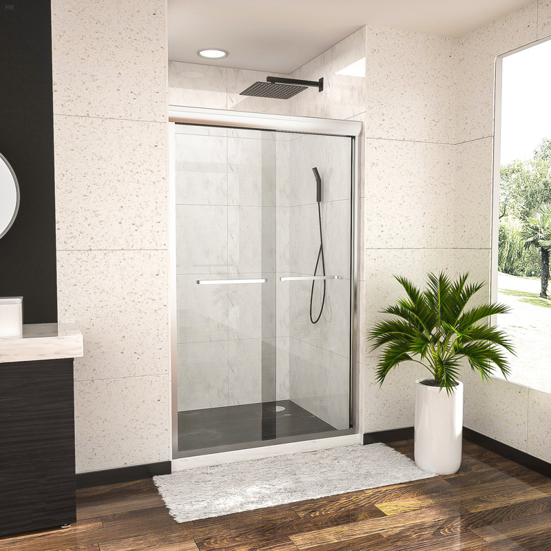 Paroi de douche coulissante semi-sans cadre, Chrome chrome