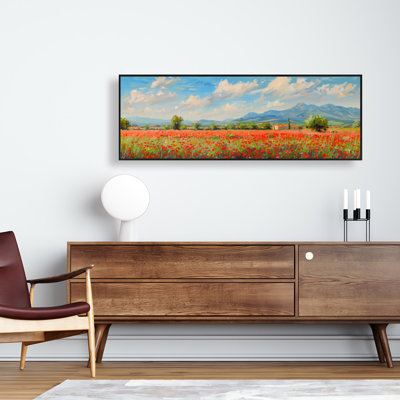 «Red Field» - Toile encadrée beige pour une décoration intérieure élégante