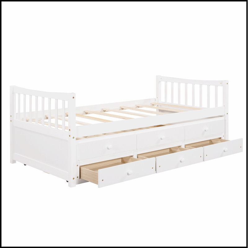Lit de jour polyvalent avec lit gigogne et tiroirs, parfait pour un espace de couchage supplémentaire et un rangement dans les maisons modernes.