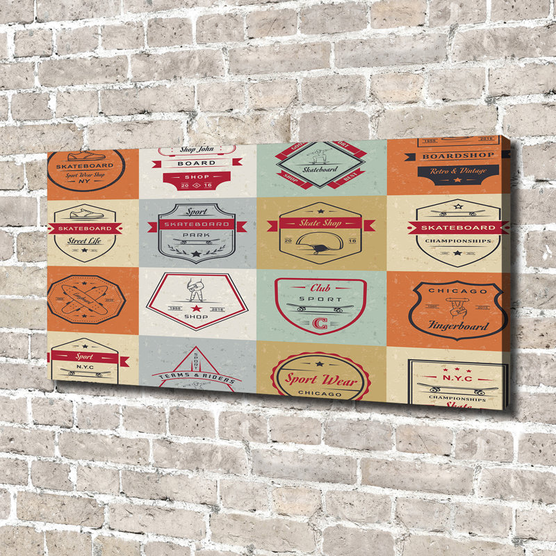 Skateboard Signs - Print, Canvas, 70cm H x 140cm W x 2cm D