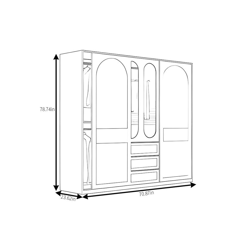 Garde-robe simple à pousser, H 78,74 po x l 70,87 po x P 23,62 po