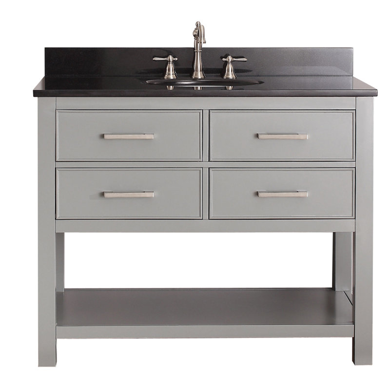 Brooks 43'' W Single Vanity, Chilled Gray, White Engineered Stone