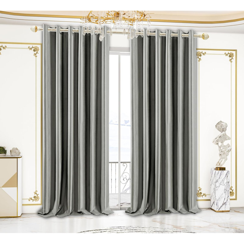 Blackout Curtain Pair, 46cm Width x 72cm Drop, Silver