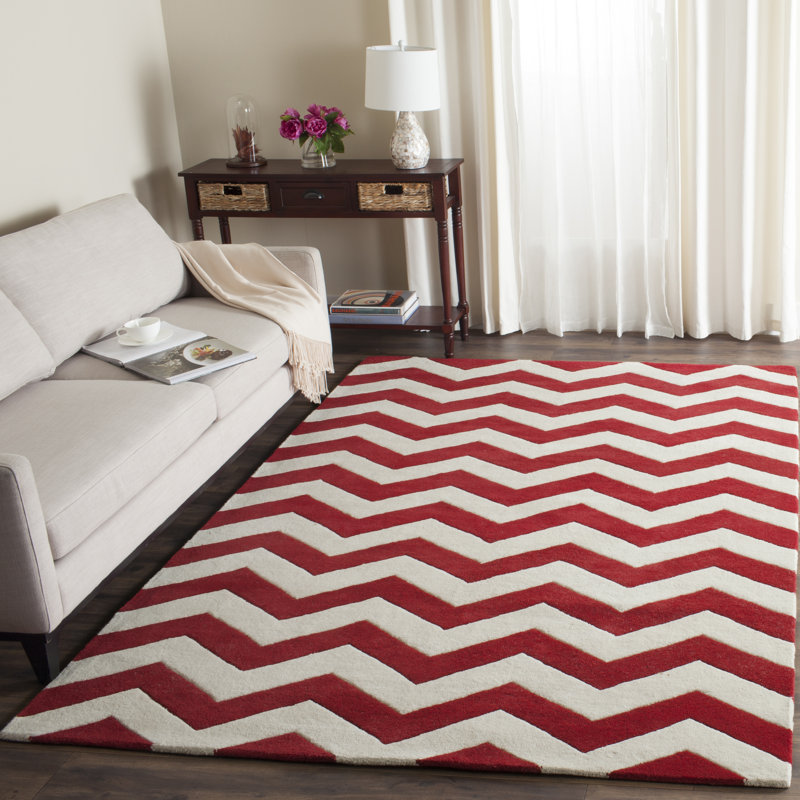 Chevron Wool Hand Woven Area Rug, Rectangle 183 x 274 cm