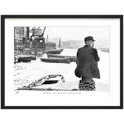 London, Old Man on a Barge C1900 1 Piece Single Picture Frame Wall Art