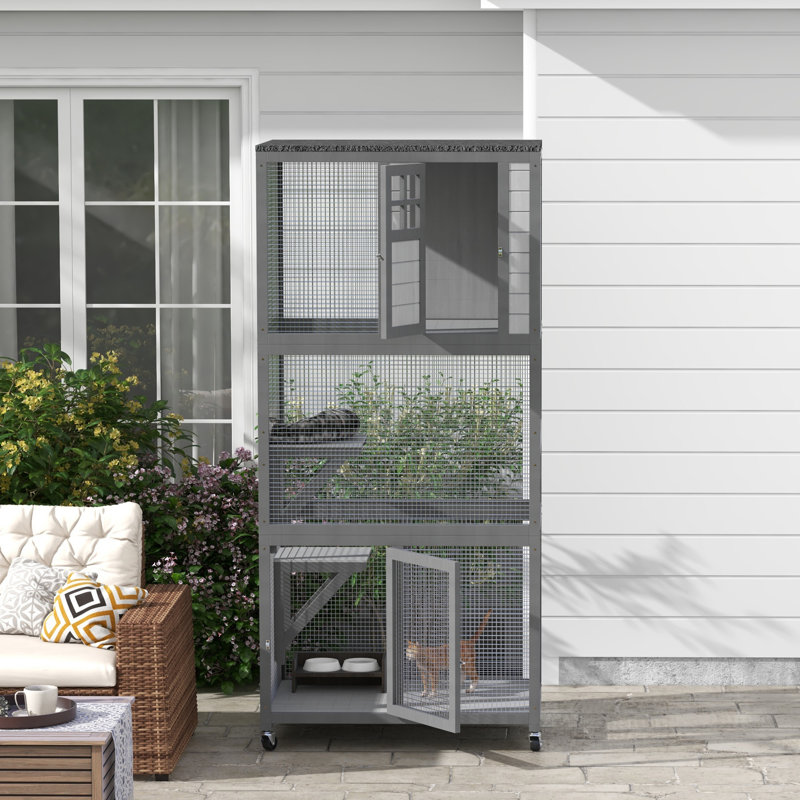 Maison d'extérieur pour chat 74 po en bois Catio