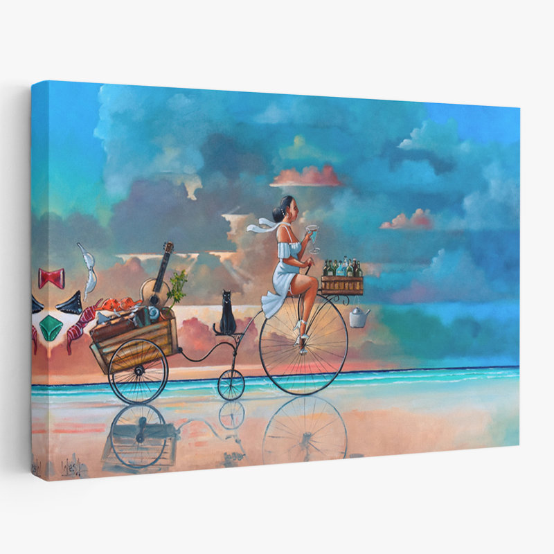 Déménagement - Cuisine figurative, plages, bicyclettes, cocktails, art, H 24 po x l 36 po