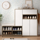 Modern 2-in-1 Shoe Storage Bench with Rebound Doors | Holds 15-20 Pairs, Adjustable Shelves & Padded Seat for Hallway