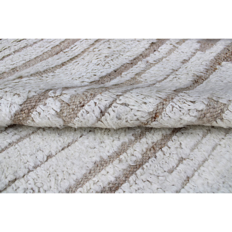 Tapis rectangulaire en laine noué à la main ivoire / beige, Rectangle 9 pi x 12 pi