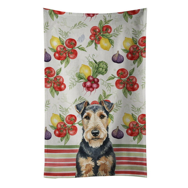 Welsh Terrier Vegetables Kitchen Towel, Welsh Terrier