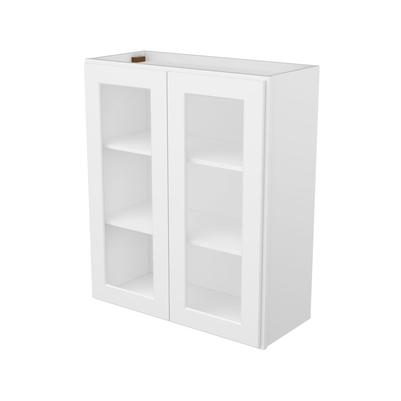 Meuble de cuisine mural, 2 portes, 3 étagères, vitres non comprises, à monter soi-même, 30,5 cm (P) x 76,2 cm (L) x 91,4 cm (H), blanc