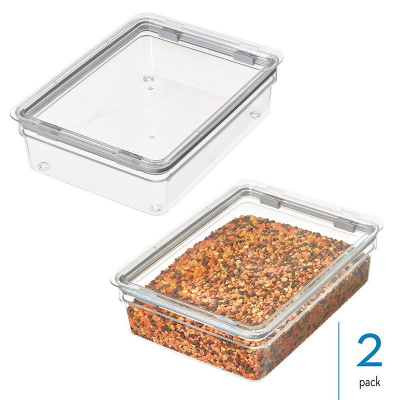 iDesign Large Food Storage Bin with Airtight Lid for Kitchen or Pantry Storage - Set of 2 - Clear, 4.3 Quarts