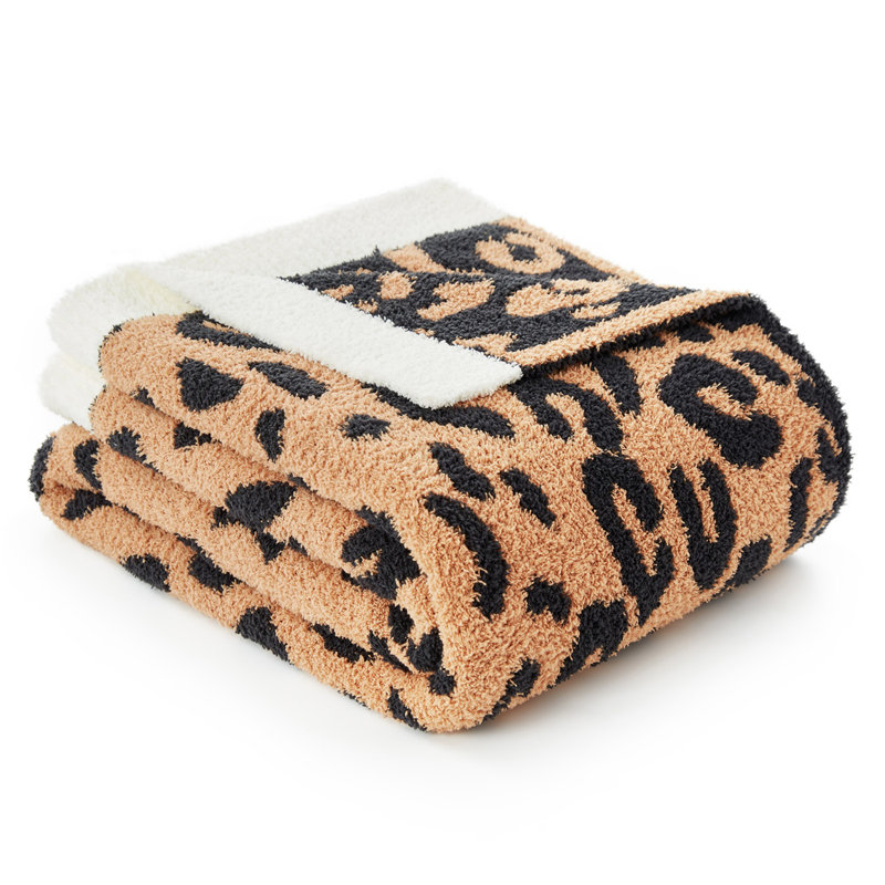 Jeté réversible Leopard, L 80 po x l 60 po, Noir