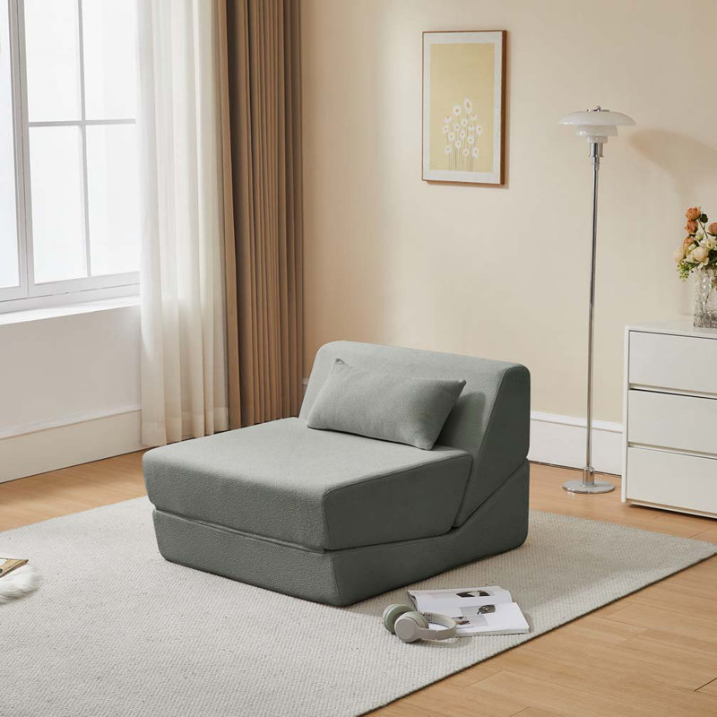 Chaise convertible en laine et en tissu, Gris