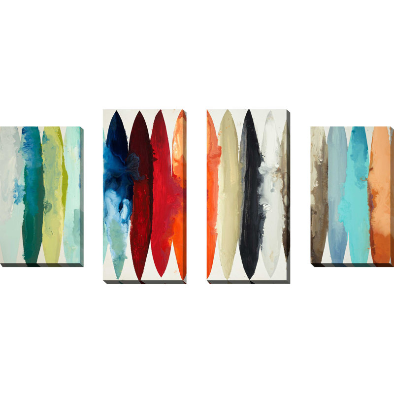 «Even Flow», ensemble de 4 reproductions sur toiles tendues, H 38 po x l 72 po x P 1,5 po