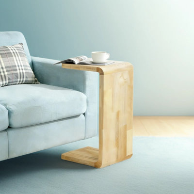 C-Shaped End Table For Couch And Bed, Space-Saving Side Table With Modern Minimalist Design, Sturdy Wooden Sofa Table For Living Room, Office, And Bedroom
