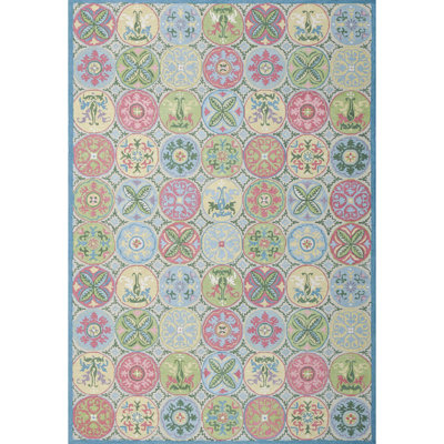 Mosaic Tiles Handmade Hand Tufted Wool Pastel Rug
