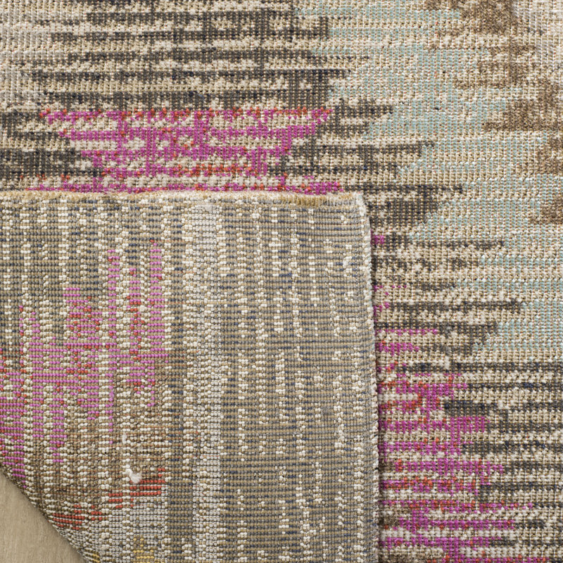 Leto Hooked Grey/Rose Indoor/Outdoor Rug, Rectangle 122 x 183 cm