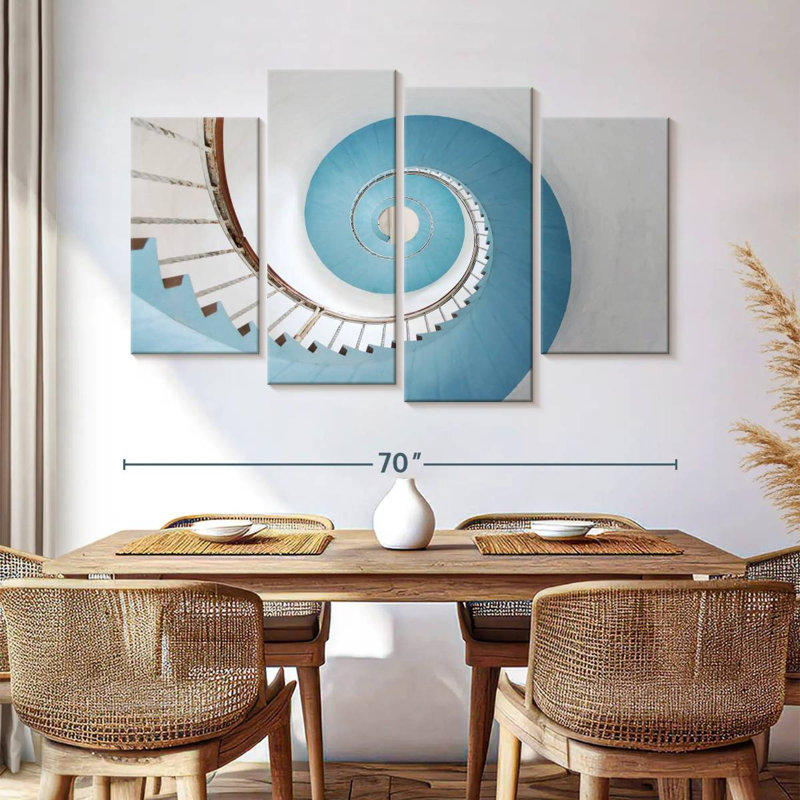 Lilie Blue Spiral Staircase, 42" H x 68" W