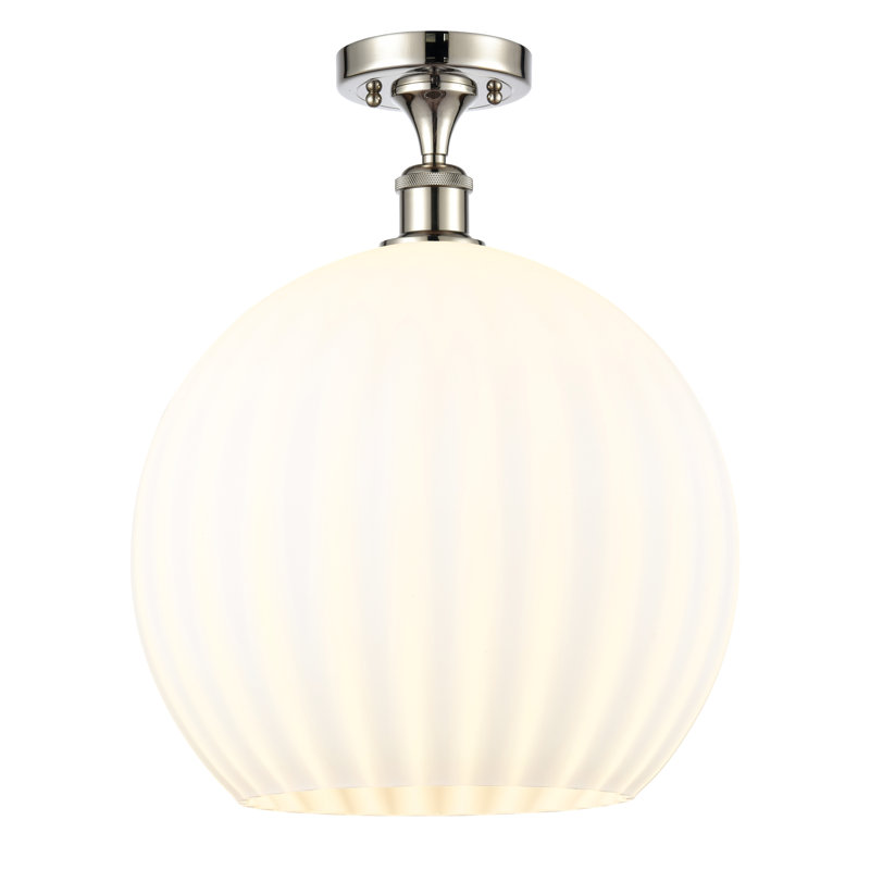 Plafonnier semi-encastré 1 lumière Ballston - Adriao, H 17,88 po x l 13,75 po x P 13,75 po, Nickel poli