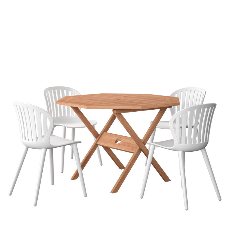 Patio Dining Set with, White