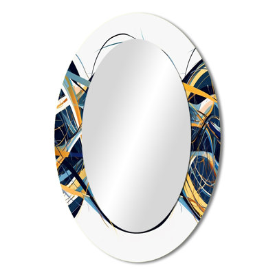 Helix Expression Abstract Yellow And Blue - Blue Oval Wall Mirror Decor