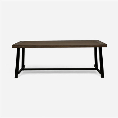 Outdoor Acacia Wood Dining Table,Grey/Rustic Metal