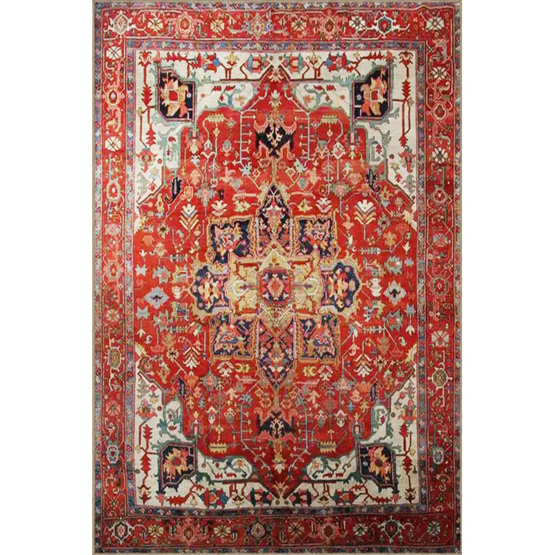 Red Themed Traditional Motif Ethnic Floral Patterned Vintage Decorative Carpet, Rectangle 2'4" x 4'