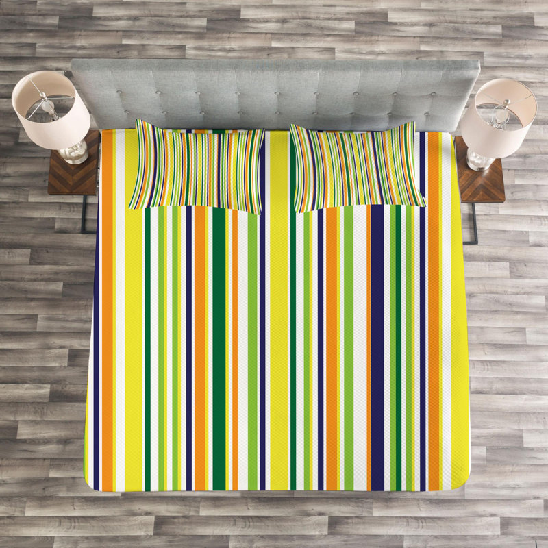 Modern & Contemporary Polyester Striped Coverlet, Queen Coverlet + 2 Shams